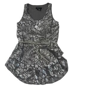 Etcetera Metallic Top Sleeveless Party Cocktail Peplum Silver Size‎ 2